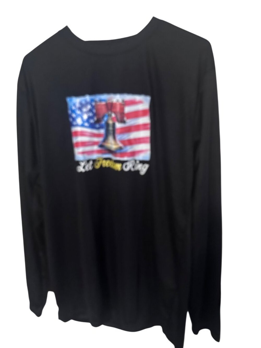 Let freedom ring long sleeve black t-shirt size L